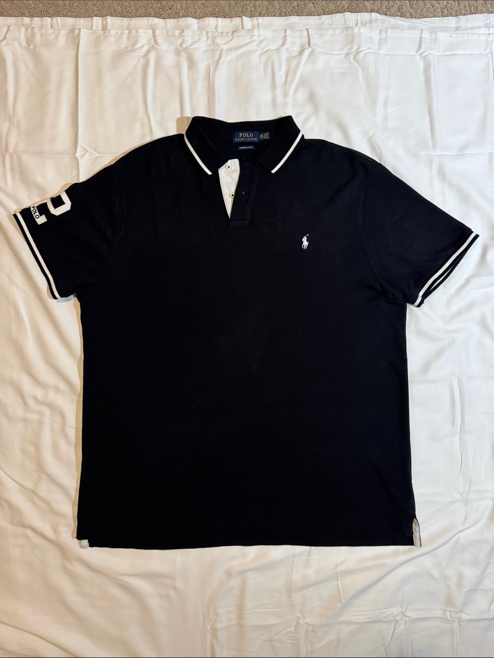 Polo by Ralph Lauren Black Polo with White Trim and Embroidered Pony